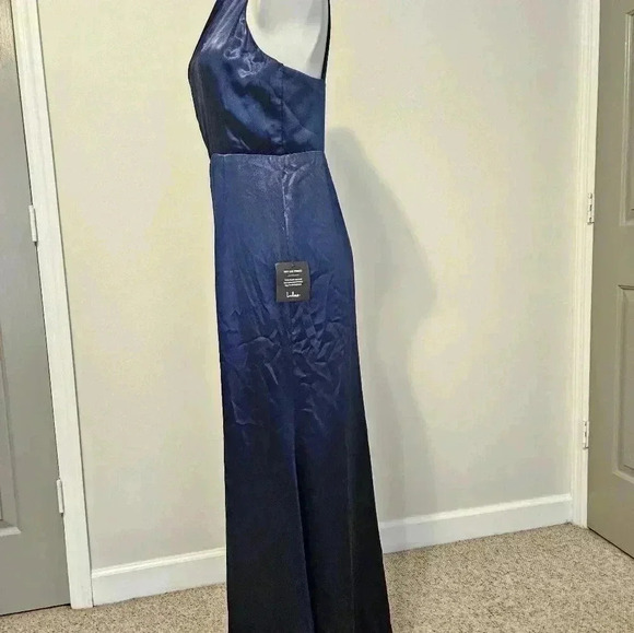 Lulu's On The Guest List One Shoulder Satin Maxi Dress NWT Size Medium - Picture 5 of 16